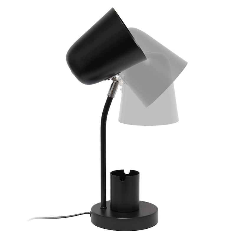 Adjustable Desk Lamp with Pen Holder - 15.75" - Black