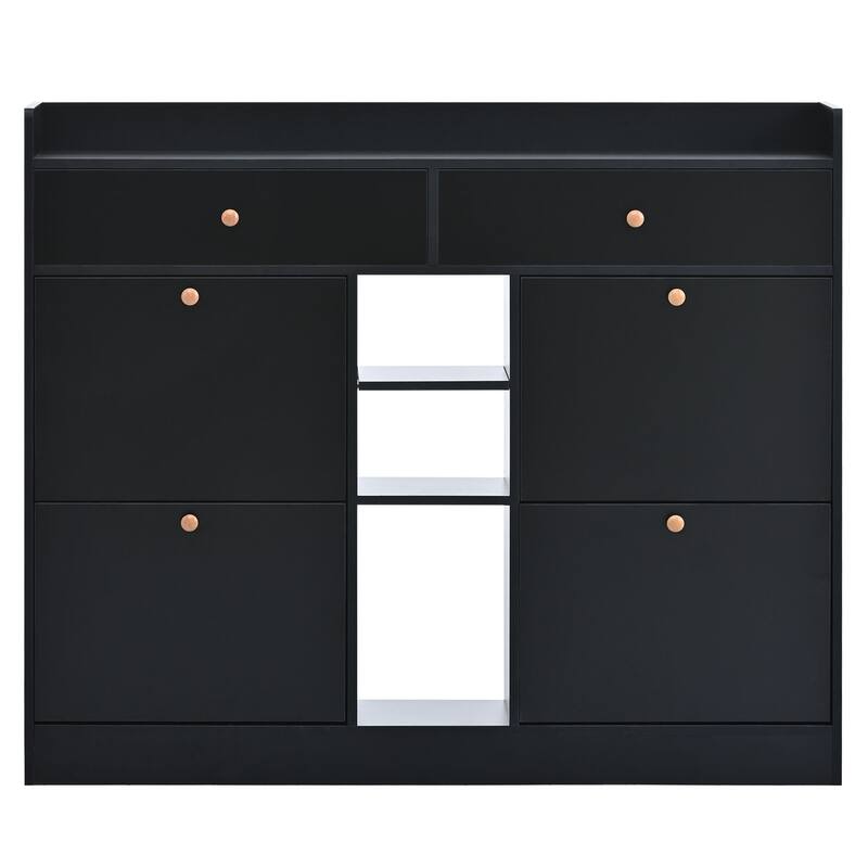 Slim Entryway Shoe Rack with 4 Drawers, Shoe Cabinet for Hallway or Mudroom Storage Solutions