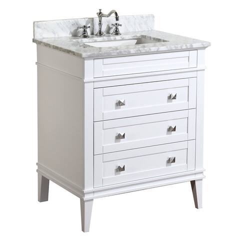 KitchenBathCollection Eleanor 30" Bathroom Vanity with Carrara Marble Top