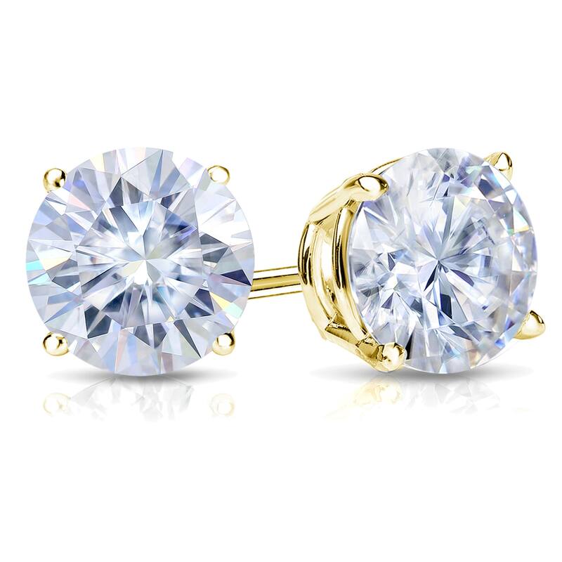 Auriya 14k Gold 2 1/2ctw Round Moissanite Stud Earrings - 7 mm, Push-Backs