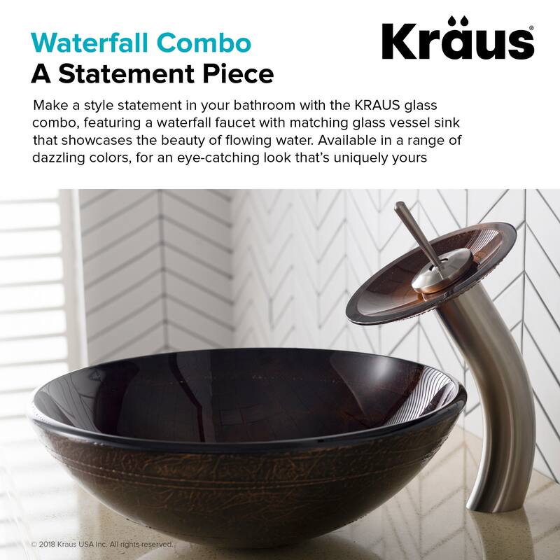 Kraus Bathroom Combo - 16-1/2" Copper Illusion Glass Vessel Bathroom