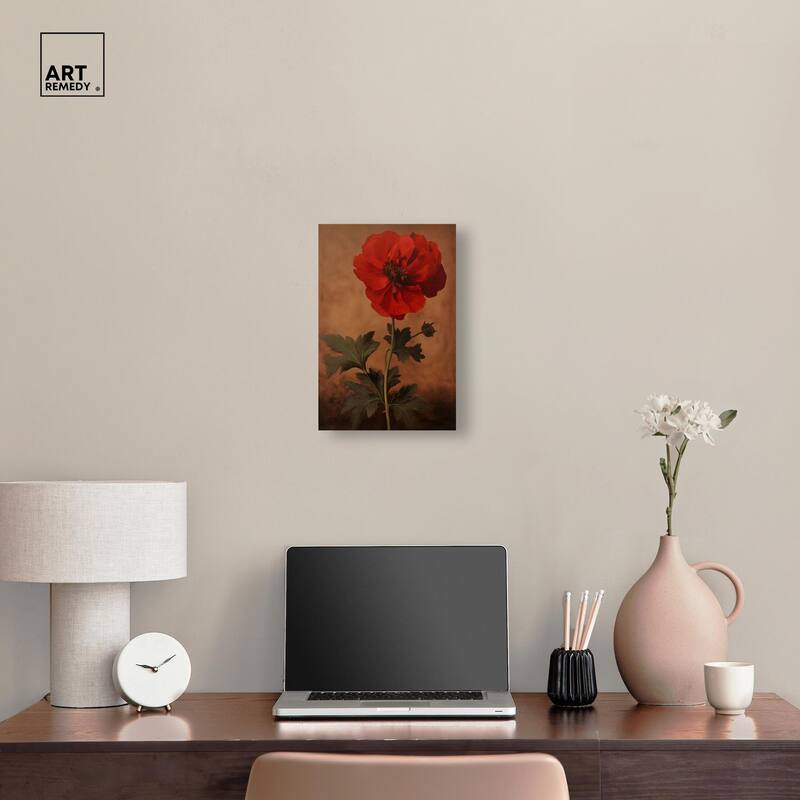 Flourish in Red II Canvas by Art Remedy, Gallery Wrapped