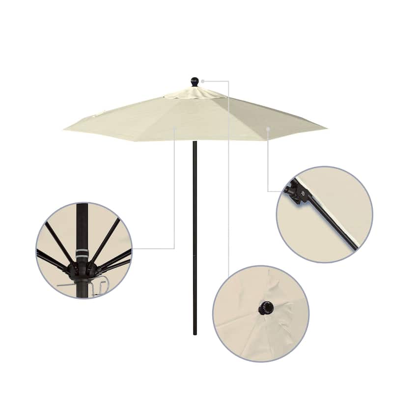 California Umbrella 7.5' Venture Series Patio Umbrella, Bronze Aluminum Pole Fiberglass Ribs Push Lift, Pacifica Pacific Blue