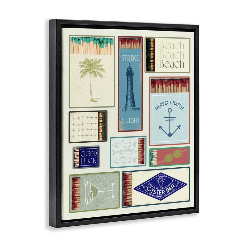 Stupell Nautical Theme Matchboxes Framed Floater Canvas Wall Art Design By Lil' Rue