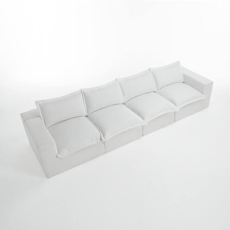No Assembly Chenille Modular Sectional Sofa Comfy Cloud Couch - Beige-4Piece