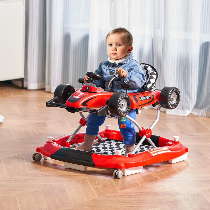 PP 4-in-1 Baby Walker with Wheels, Music and Foldable Design - 28.3” L x 27.6” W x 21.7” H