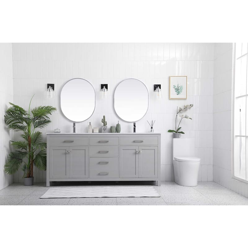 Elegant Lighting VF23372D Lewis 72" Free Standing Double Basin Vanity