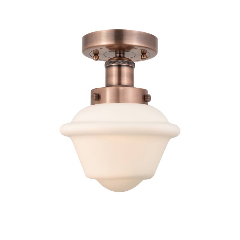 Innovations Lighting Oxford - 1 Light 7" Semi-Flush Mount - Antique Copper/Matte White