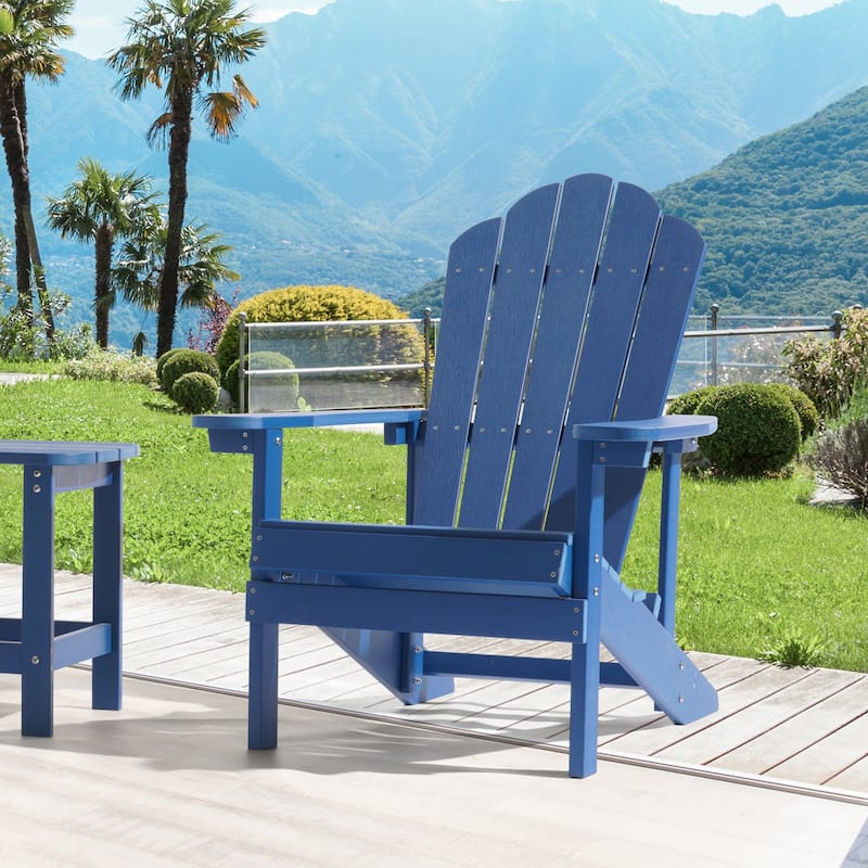 BONOSUKI Outdoor Adirondack Chair,HIPS Wooden-Like Finish Single Chair - Navy Blue
