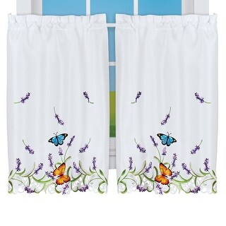 Lavender and Butterfly Embroidered Window Curtains - Bed Bath & Beyond ...