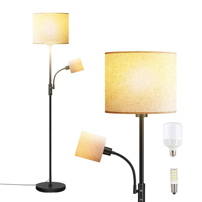 67.32" Mother Daughter Floor Lamp with Linen Shade and 360° Adjustable