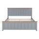 preview thumbnail 14 of 18, Queen Size Wood Platform Bed Wooden Slat Support, Vintage Simple Bed Frame with Rectangular Headboard and Footboard, Grey