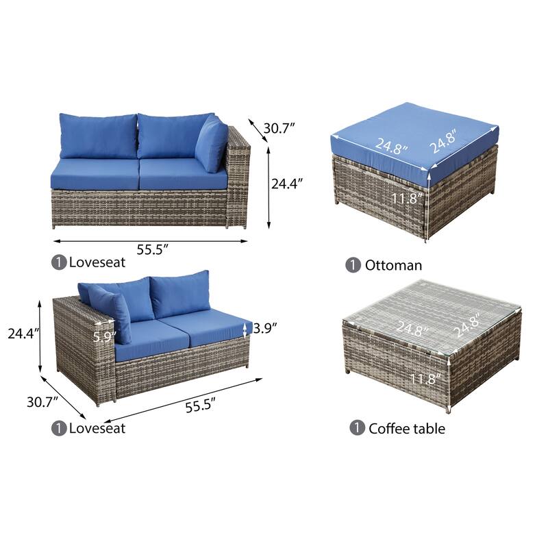 Wicker/Rattan 5 - Person Seating Group with Cushions