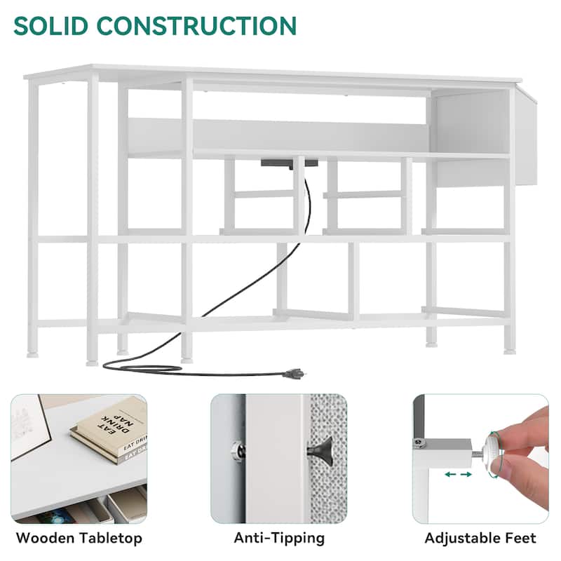 Moasis 50"W 9-drawer Fabric Dresser, Media Console, TV Stand with Outlets, RGB Lights