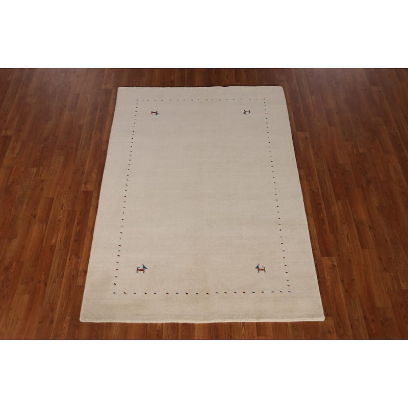 Little Animals Tribal Gabbeh Indian Rug Hand-Knotted Wool Carpet - 4'0" x 6'0"