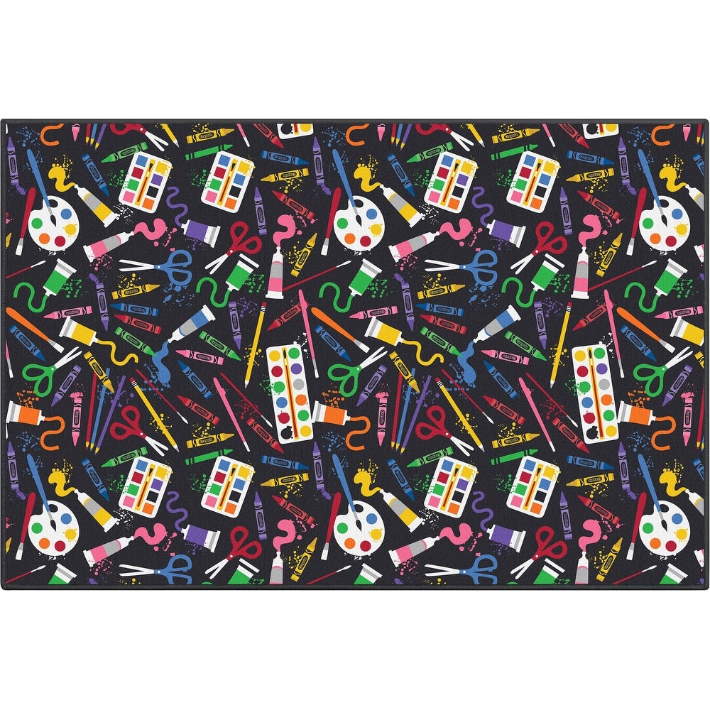 Crayola Art Supplies Black Abstract Area Rug By Well Woven