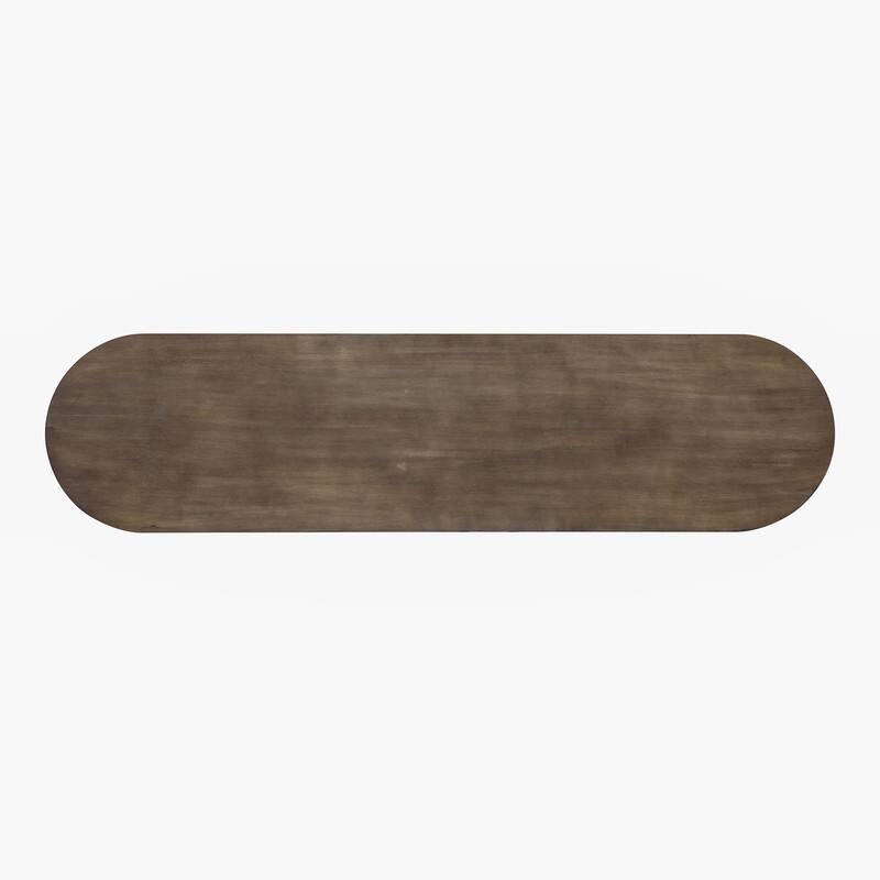 59-inch Long Console Table,Oak Veneer Sofa Table,Curved and Straight Line Design,Behind the Couch