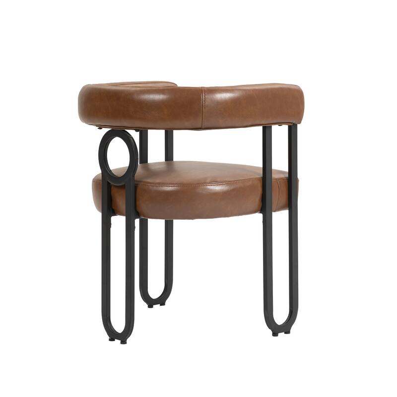 PU Accent Chair Dining Chair Barrel Side Chairs Armchair Set of 2