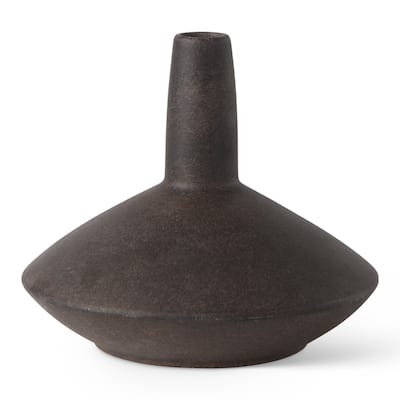 Rylee Dark Brown Ceramic Vase (7") - 7.9L x 7.9W x 6.9H