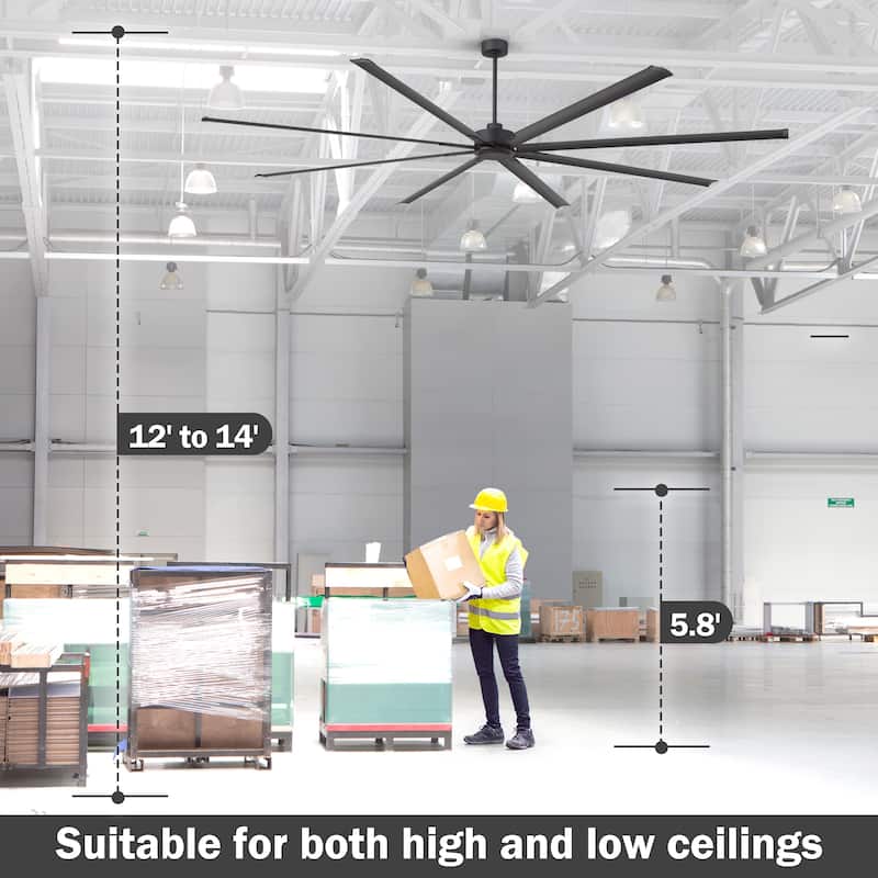 72"/84"/96"/120"/144" Extra Larger HVLS Commercial Ceiling Fan with Remote and Aluminum Blades