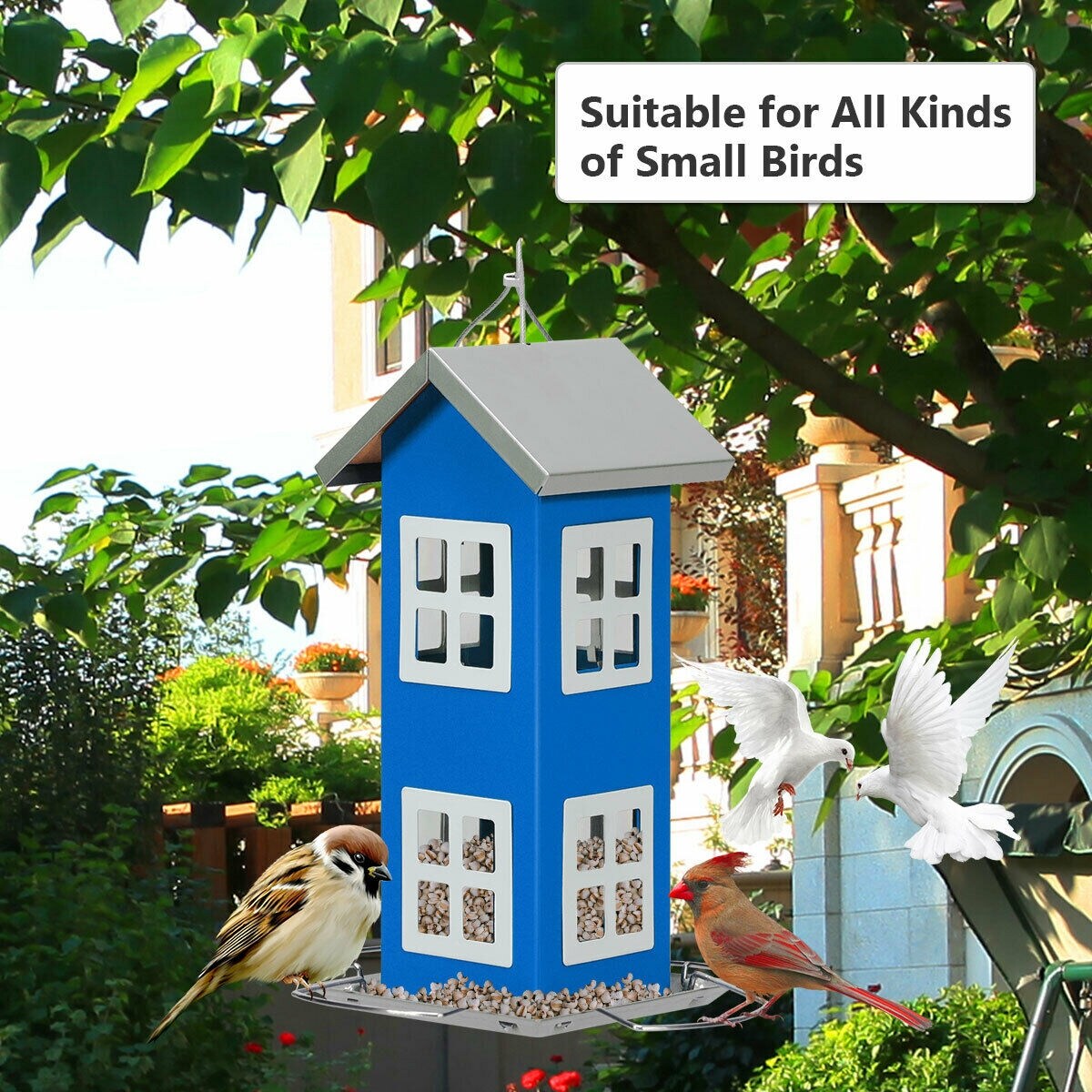 Shop Gymax Outdoor Wild Bird Feeder Weatherproof House Design