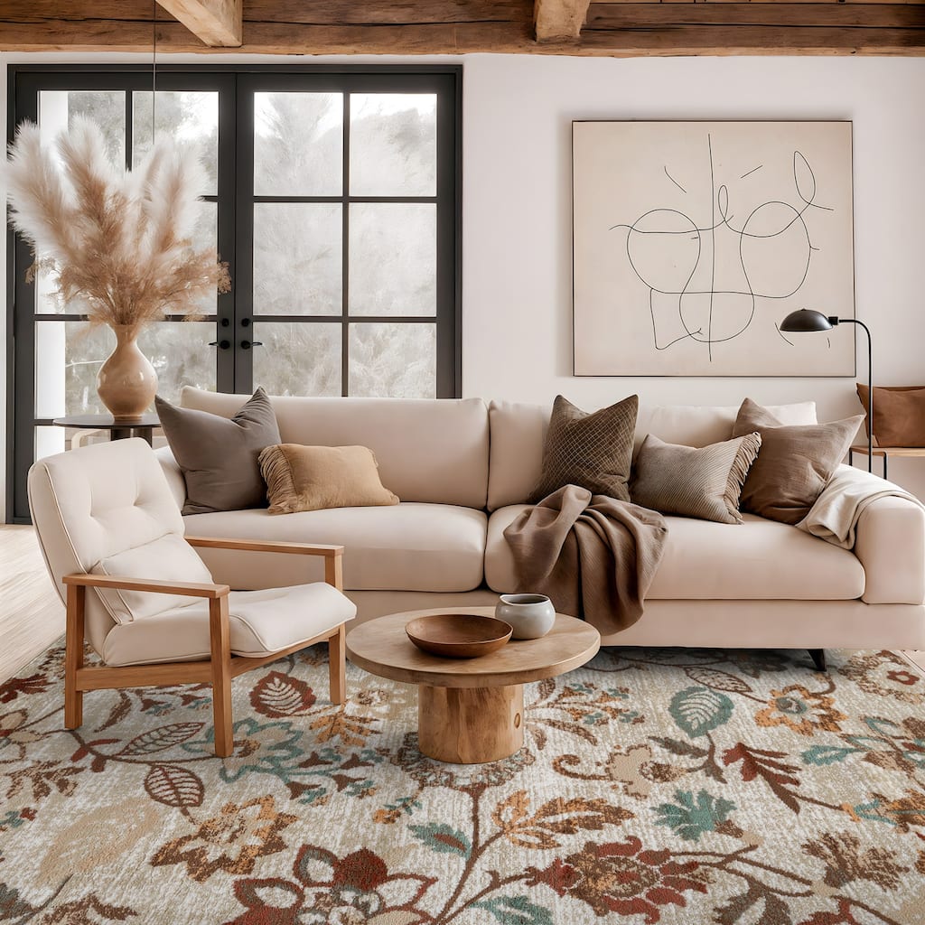 World Rug Gallery Contemporary Vine Floral Area Rug