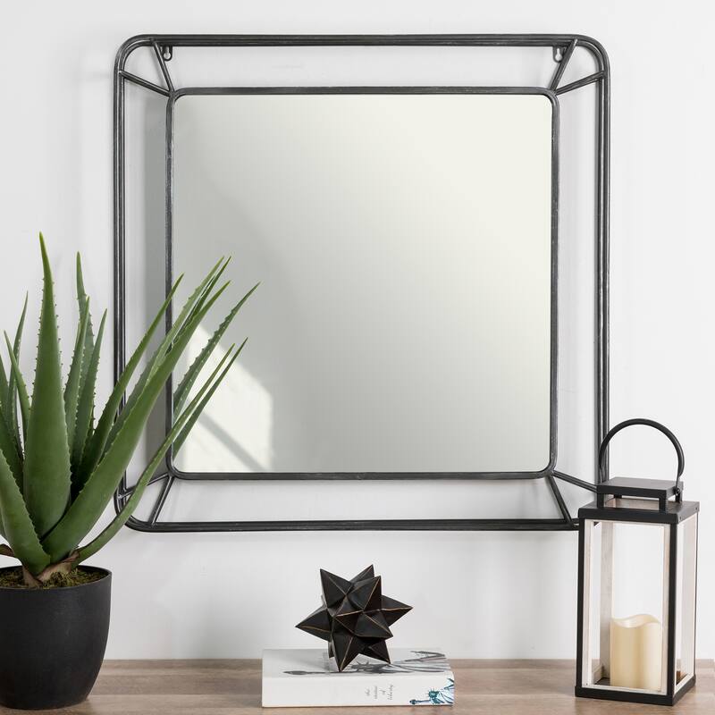 Glitzhome 24"D Modern Round Accent Decorative Wall Mirror Bathroom Vanity Decor