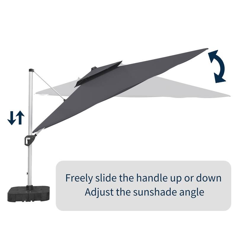 11FT Patio Umbrella Outdoor Square Double Top Umbrella with Base