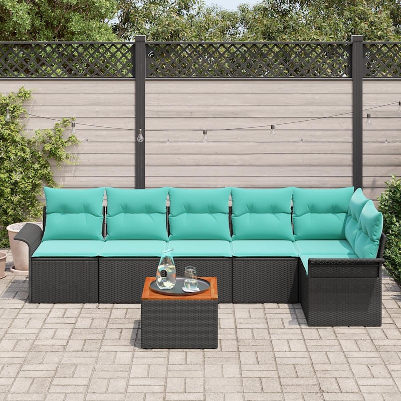 vidaXL 7 Piece Garden Sofa Set with Cushions - 117.1×52.2×27.2
