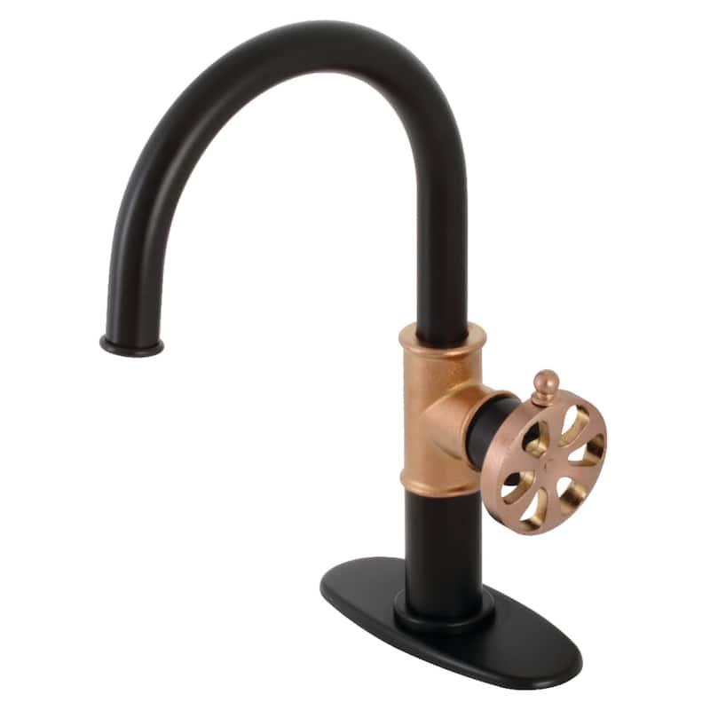 Kingston Brass Belknap 1.2 GPM Deck Mounted Single Hole Bathroom - Matte Black / Rose Gold