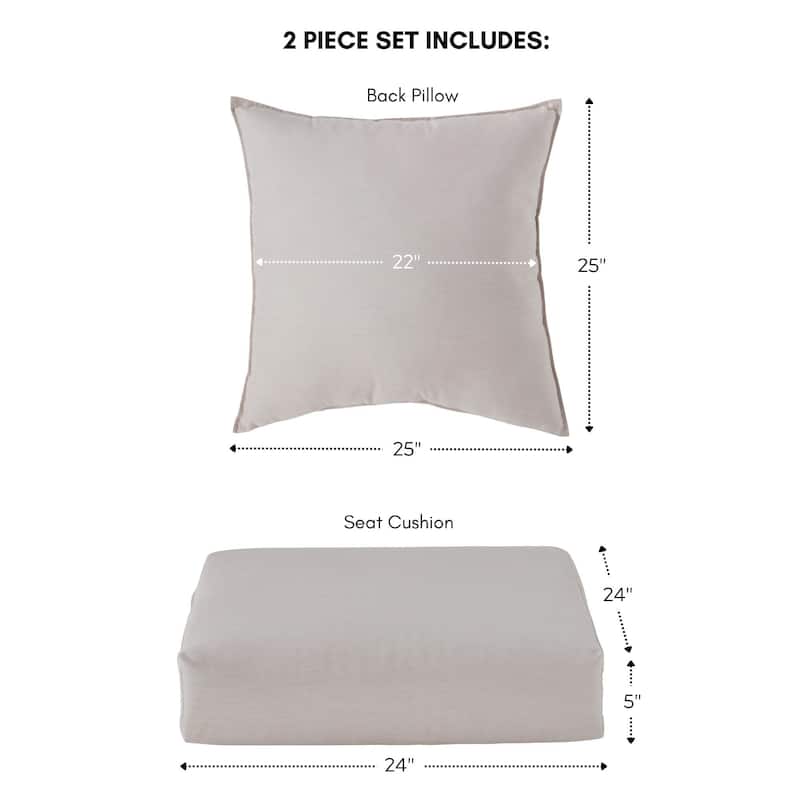 Sunbrella Fabric Outdoor 2-Piece Deep Seat Chair Cushion