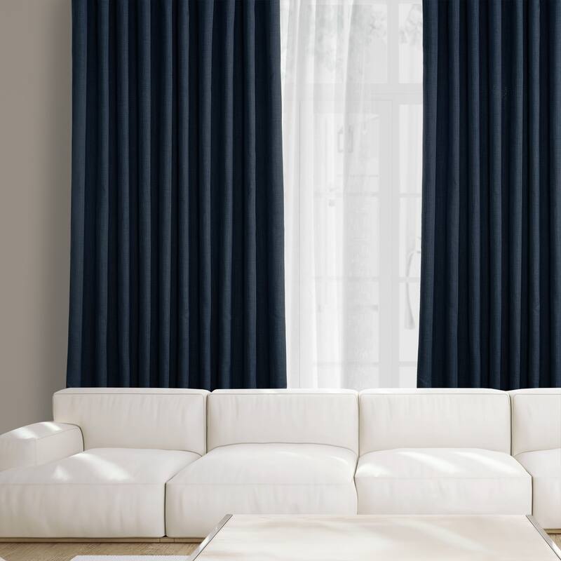 Exclusive Fabrics Faux Linen Extra Wide Room Darkening Curtains Panel - Versatile Privacy Drapery for Wide Windows (1 Panel)