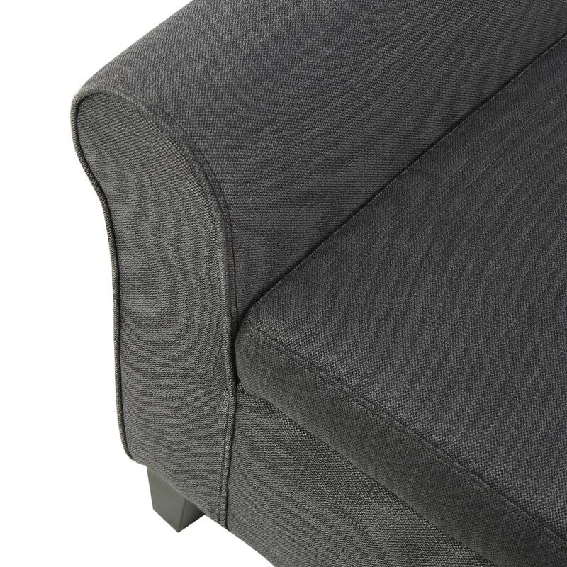 Gray Fabric Storage Bench with Rolled Arms 50W x 19.75D x 20.5H Upholstered Ottoman
