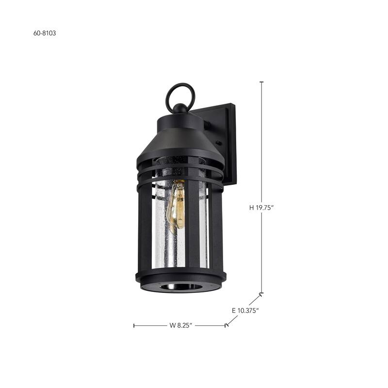 Wilton 1 Light Large Wall Lantern Matte Black with Clear Seeded Glass