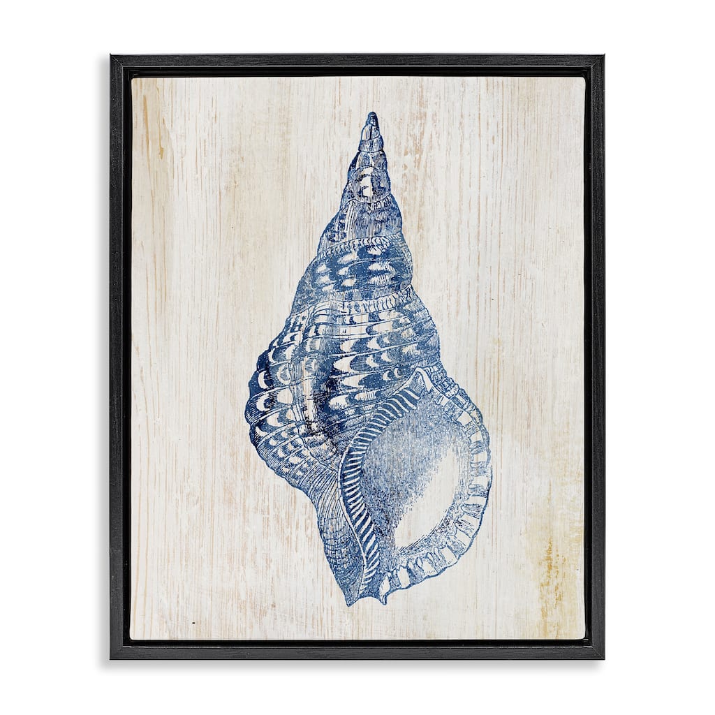 Stupell Tranquil Blue Shell Framed Floater Canvas Wall Art Design By Susan Arnot