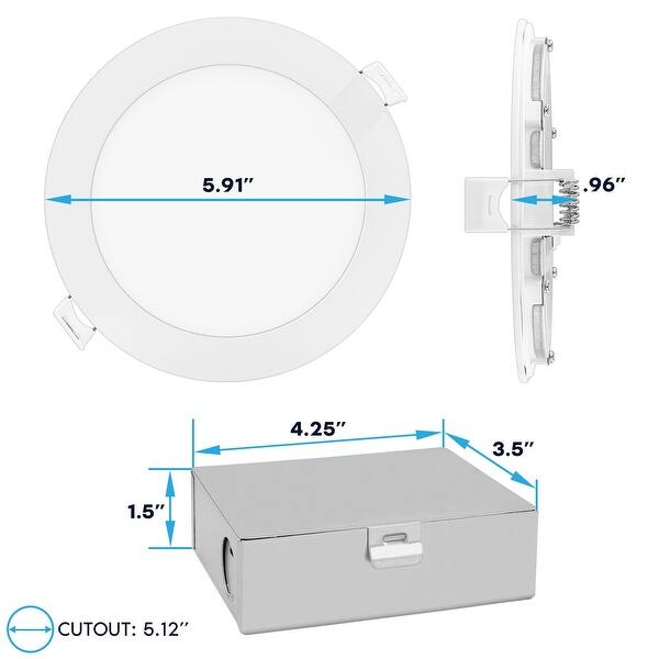 Luxrite 16Pack 5 Inch Ultra Thin LED Recessed Light , 12W, Color