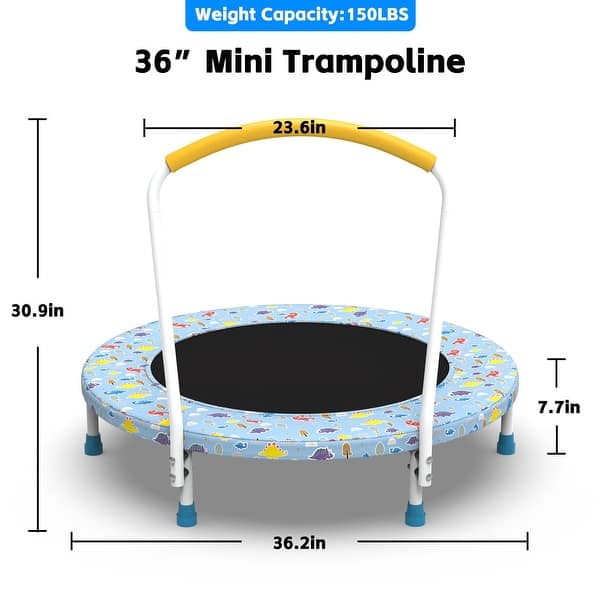 36-inch Mini Trampoline for Kids Ages 1-6, Indoor Outdoor Trampoline with Handle, Fun and Safe for Children's Health & Fitness