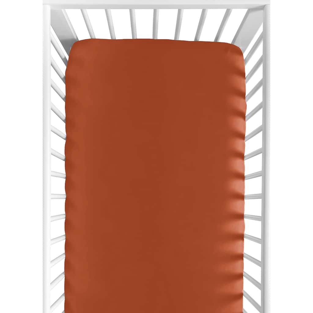 Rust Orange Collection Boy or Girl Fitted Crib Sheet - Solid Color for Mod Dino Modern Dinosaur Boho Dinosaurs Gender Neutral