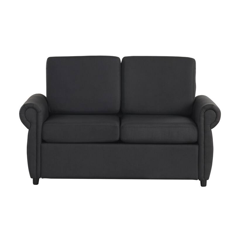 Roomfitters 57.9" Pull-Out Sleeper Sofa Loveseat with Twin Size Memory Foam Mattress, Two USB Charging Ports