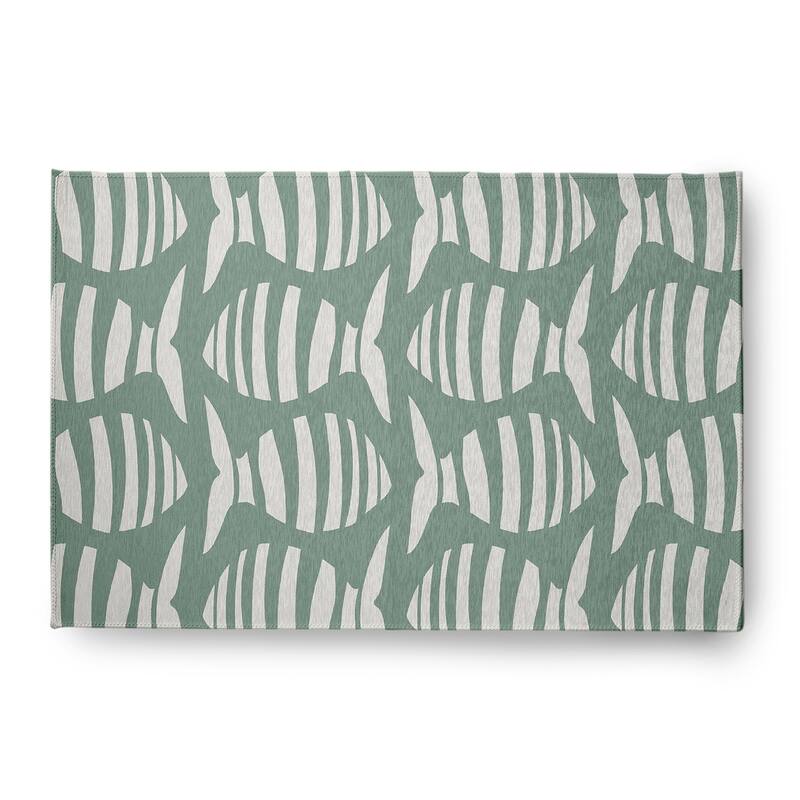 Swimming School Nautical Chenille Rug - Sage - 4' x 6'