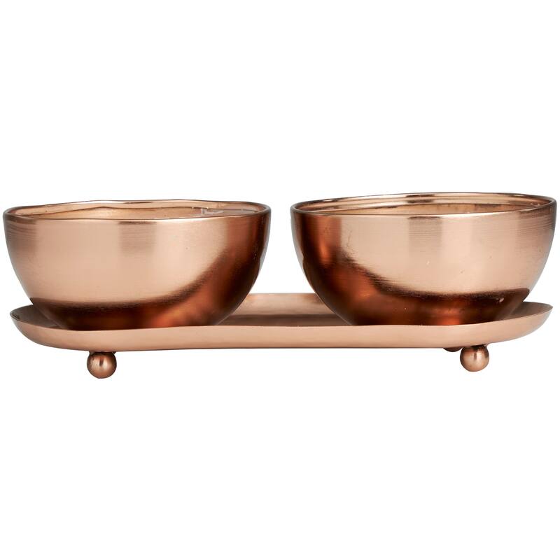 Gold or Silver or Copper Metal Scented 12 oz 2 Wick Candle with White Wax (Set of 2)