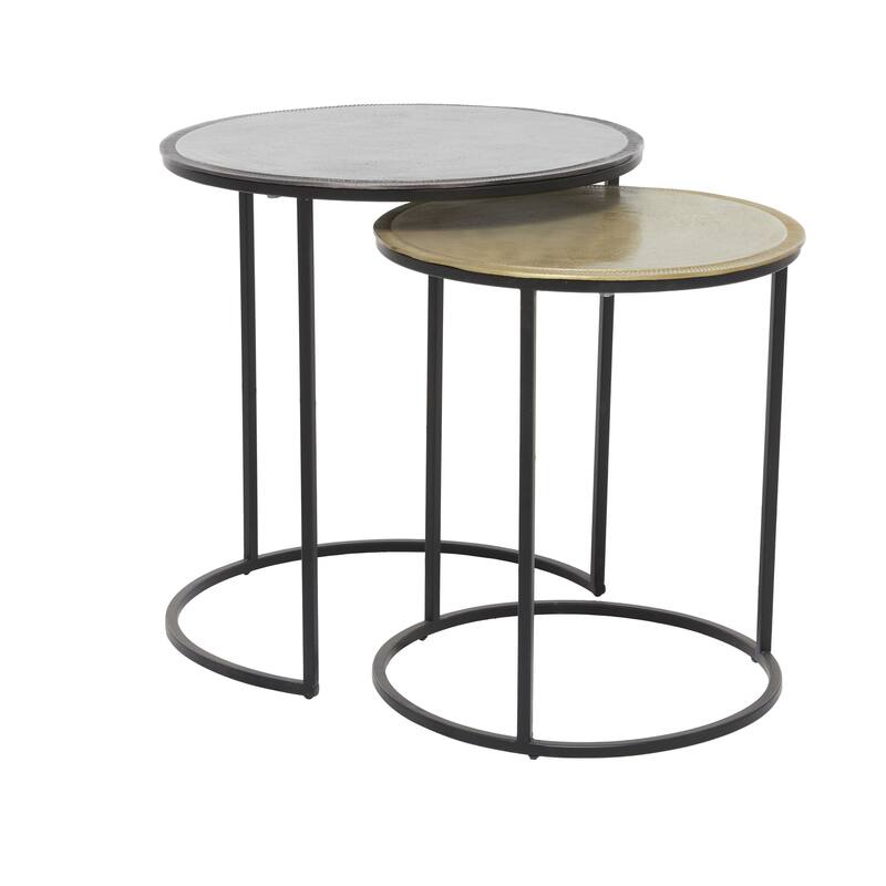 Aluminum Metal Accent Table - Set of 2 Black - Roche River Decor