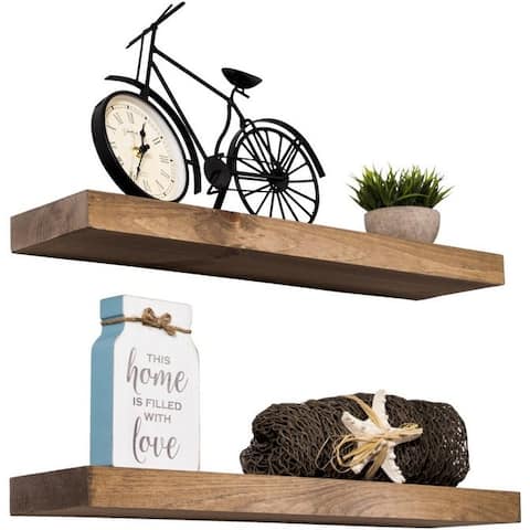 Rustic Wooden Floating Wall Shelves (Set of 2)