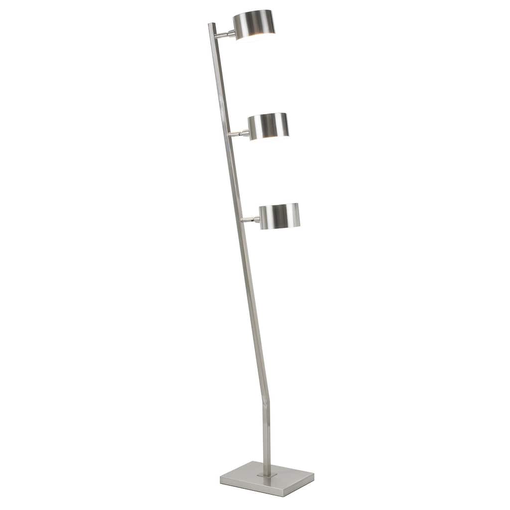 60 Inch Floor Lamp, 3 Drum Metal Shades, Modern Style, Silver Frame