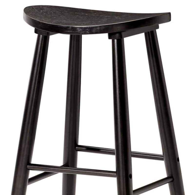 HomeRoots 30" Black Solid Wood Backless Bar Height Bar Chair