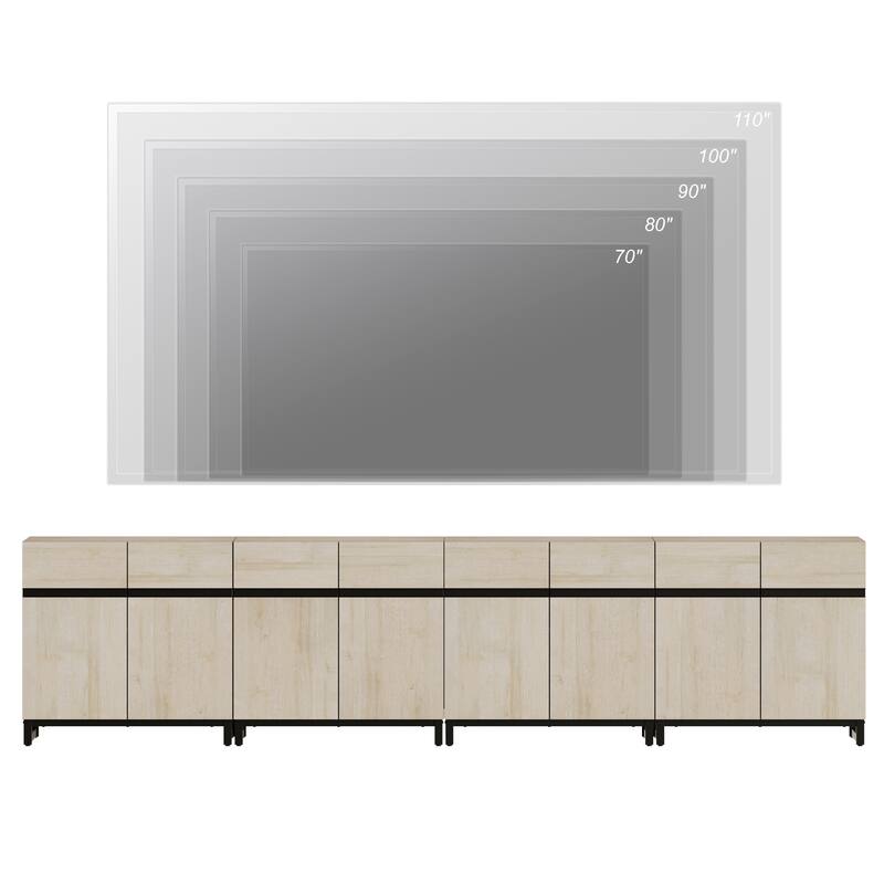 WAMPAT Modern TV Stand with Storage Cabinets for Living Room,Bedroom,Brown