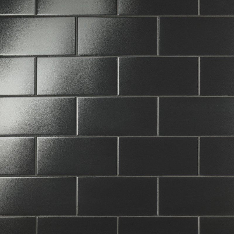 Merola Tile Piscina Brick Nero Brillo 4-3/4" x 9-5/8" Porcelain Floor and Wall Tile