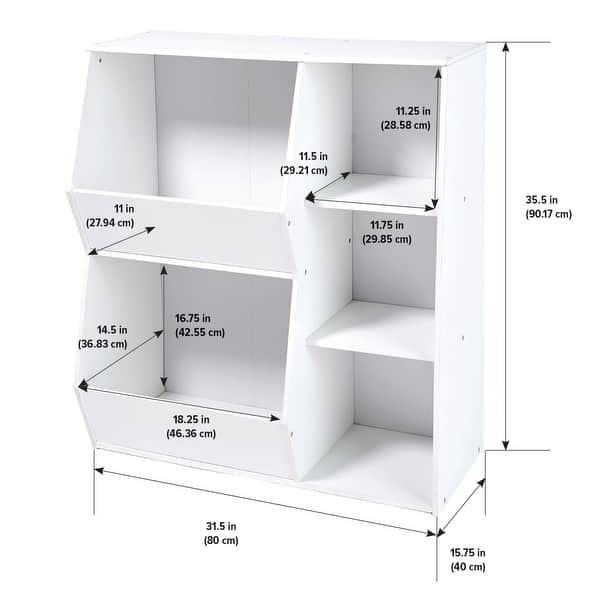 dimension image slide 0 of 2, Badger Basket Side-by-Side Combo Bin Storage Unit - 31.5" x 15.75" x 35.5"