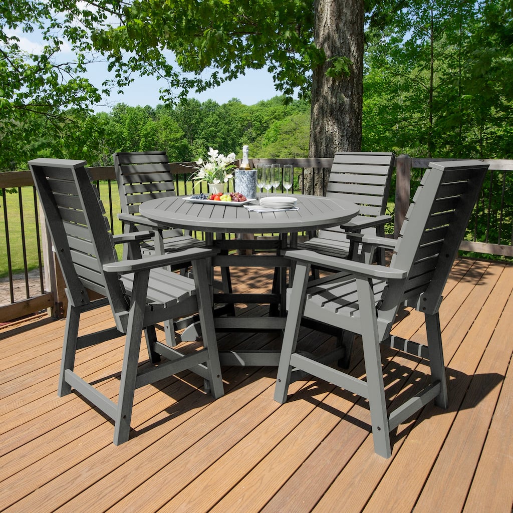 Weatherly 5-piece Outdoor Dining Set - 48" Round Table, Counter-height