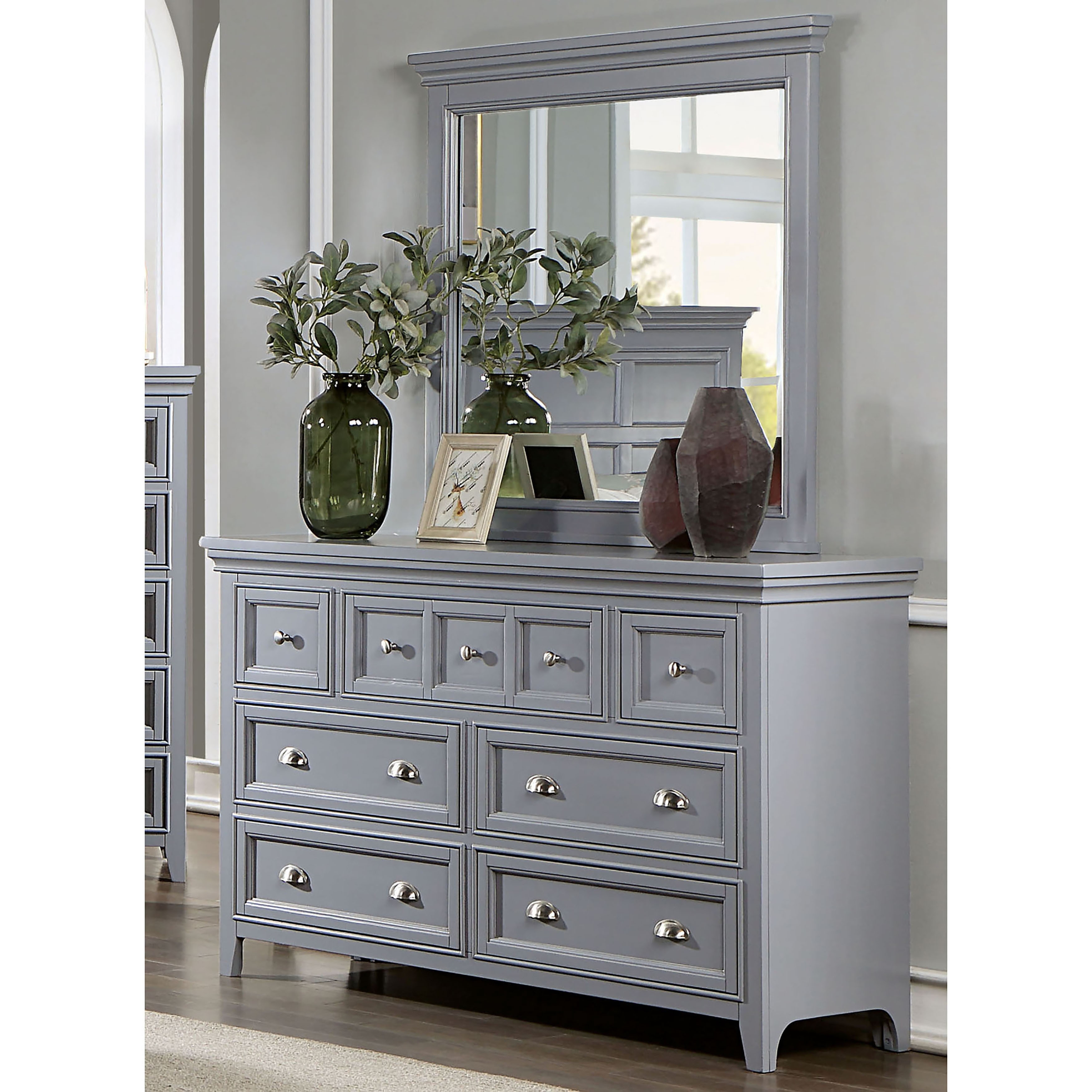 Furniture of America Saer 2-Piece 7-Drawer Dresser and Mirror Set